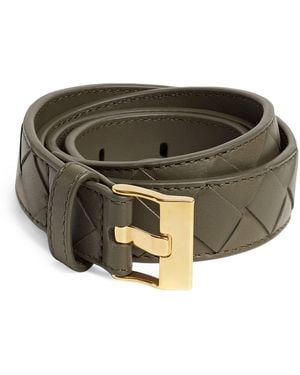 Bottega Veneta Leather Intreccio Watch Belt - Green