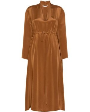 Max Mara Silk Midi Dress - Brown