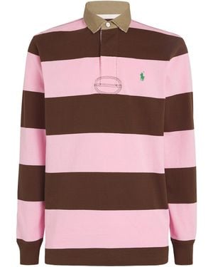 Polo Ralph Lauren Striped Polo Pony Rugby Shirt - Pink