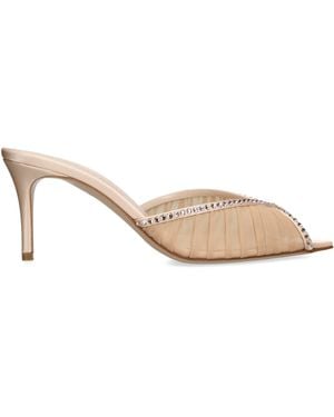 Andrea Wazen Embellished Lace Katy Heeled Mules 75 - Natural