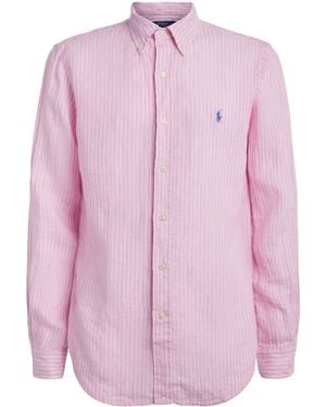 Polo Ralph Lauren Linen Custom-Fit Stripe Shirt - Pink