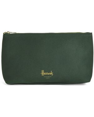 Harrods Zipped Logo Cosmetic Bag - Green