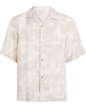 Eleventy Linen Printed Bowling Overshirt - White
