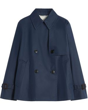 Weekend by Maxmara Water-Repellent Gabardine Trench Jacket - Blue