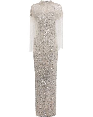Jenny Packham Embellished Sirocco Gown And Cape - White