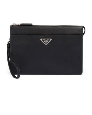 Prada Saffiano Leather Pouch - Black