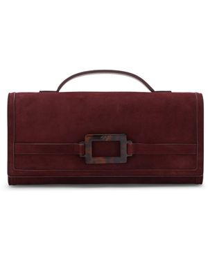 Roger Vivier Suede Belle Vivier Top-Handle Bag - Red