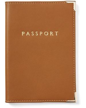 Aspinal of London Leather Passport Cover - Brown