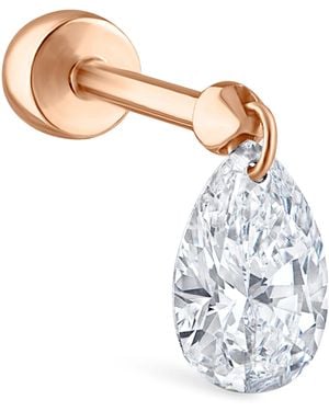 Maria Tash Floating Pear Diamond Charm Threaded Stud Earring - White