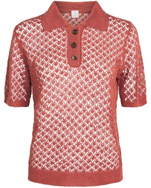 Eleventy Linen-Silk Polo Jumper - Red