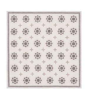 Eleventy Cotton-Wool Printed Pocket Square - Natural