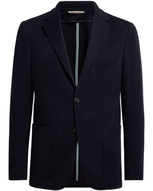 Canali Wool Jersey Knit Blazer - Blue