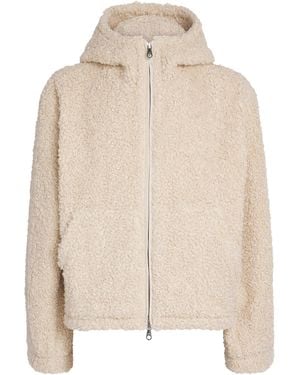 Cole Buxton Faux Shearling Hooded Jacket - Natural