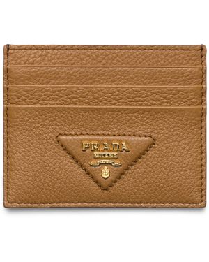 Prada Leather Card Holder - Brown