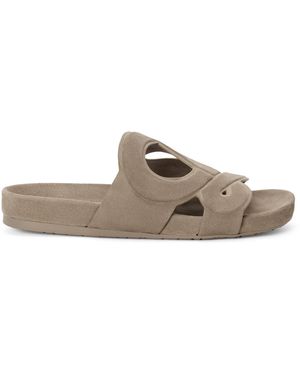 Loewe X Paula's Ibiza Leather Monogram Ease Slides - Brown