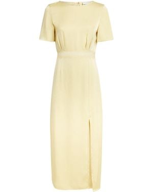 Claudie Pierlot Satin Lace-Waist Midi Dress - Metallic