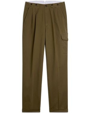 dunhill Cotton Double-Pleat Chinos - Green