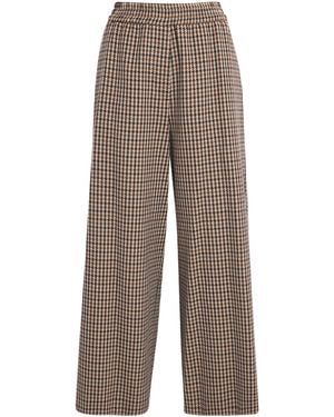 Weekend by Maxmara Virgin Wool-Cotton Houndstooth Pants - Brown