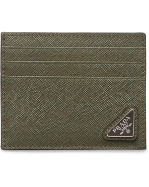 Prada Saffiano Leather Credit Card Holder - Green