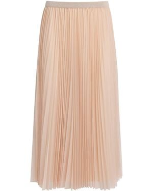 Fabiana Filippi Tulle Pleated Midi Skirt - Natural