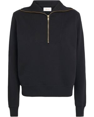 Harrods Cotton Zip-Up Funnel-Neck Sweater - Blue
