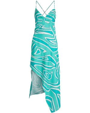 PUCCI Silk Labirinto Print Midi Dress - Blue