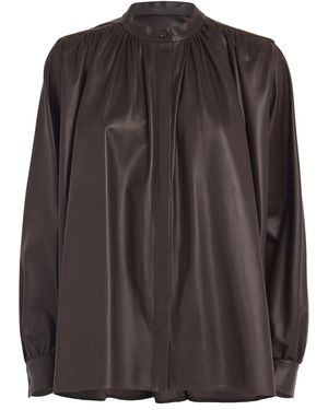 Yves Salomon Leather Blouse - Brown