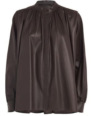 Yves Salomon Leather Blouse - Brown