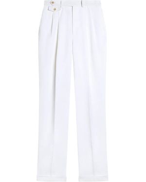 dunhill Linen Double-Pleated Formal Pants - White