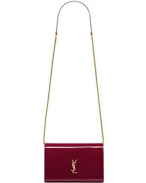 Saint Laurent Cassandre Patent Envelope Chain Wallet - Red