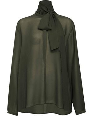 Alaïa Georgette Pussybow Blouse - Green