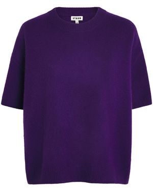 STAUD Cashmere Short-Sleeve Sorrento Sweater - Purple