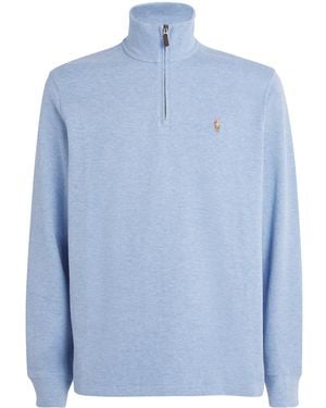 Polo Ralph Lauren Cotton Logo Quarter-Zip Jumper - Blue
