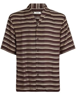 Sandro Stripe Short-Sleeve Shirt - Brown