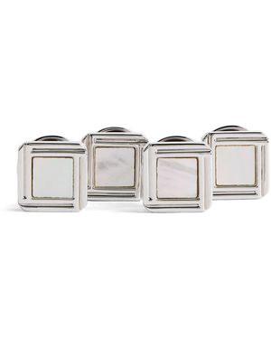 Babette Wasserman Rhodium-Plated Celtic Mother Of Pearl Cufflinks Set - Metallic