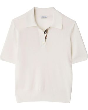 Burberry Wool Check-Trim Polo Shirt - White