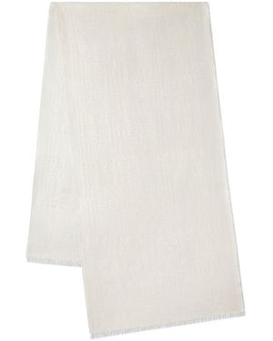 Mulberry Wool-Silk Jacquard Scarf - White