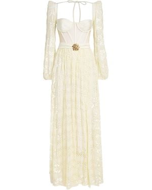 PATBO Crocheted Corseted Maxi Dress - White