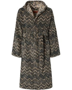 Missoni Towelling Zigzag Azul Robe - Grey