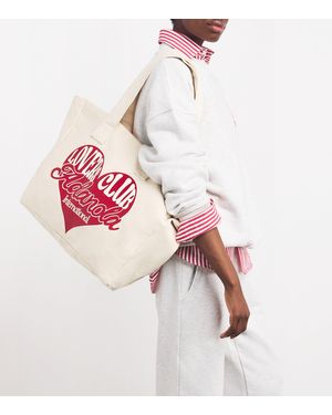 国内発送【ADANOLA】Varsity Tote Bag Adanola' Varsity Cream & Black Canvas Tote Bag | Adanola