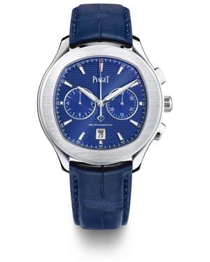Piaget Stainless Steel And Alligator Strap Polo Watch - Blue