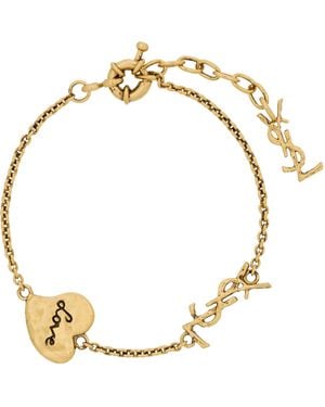 Saint Laurent Engraved Heart Chain Bracelet - Metallic