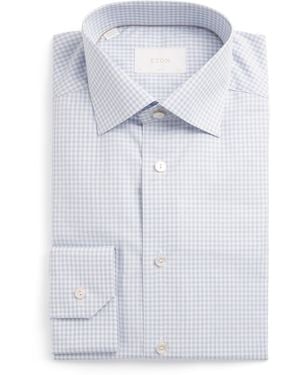 Eton Supima Cotton Check Slim Fit Shirt - Blue
