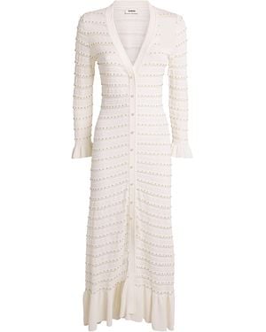 Sandro Beaded Jacquard Maxi Dress - White