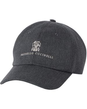 Brunello Cucinelli Cotton-Wool Logo Cap - Gray