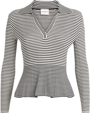 Claudie Pierlot Knitted Open-Collar Polo Shirt - Black
