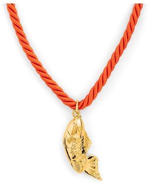 Timeless Pearly Satin Cord Fish-Charm Necklace - Metallic