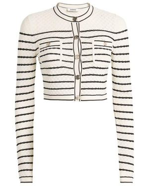 Sandro Striped Cropped Cardigan - White