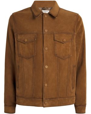 Officine Generale Suede Leonide Trucker Jacket - Brown