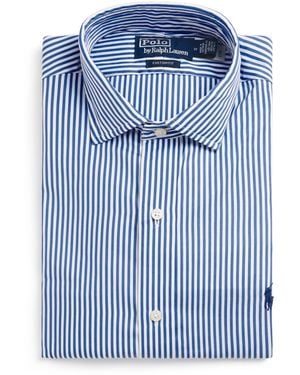 Polo Ralph Lauren Cotton Stripe Custom Fit Shirt - Blue